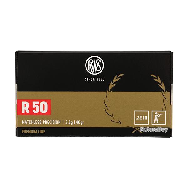 BOITE DE 50 CARTOUCHES RWS R 50 CAL.22LR 40GR