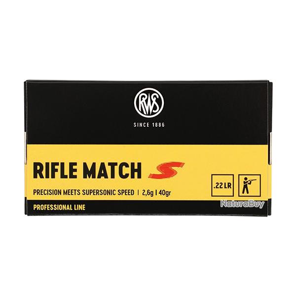BOITE DE 50 CARTOUCHES RWS RIFLE MATCH S CAL.22LR 40GR