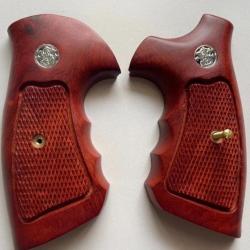 grips crosse bois pour smith wesson carcasse K/L round butt avec empreinte pour doigts