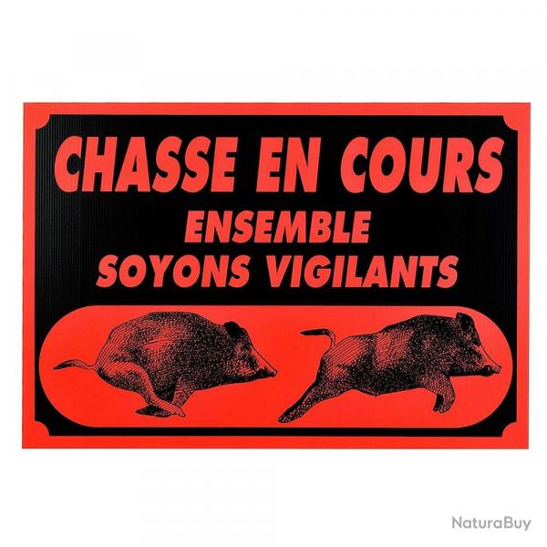 Panneau ATTENTION CHASSE EN COURS TIR  BALLE DIM 40 X 60 CM