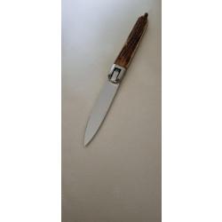 Gros couteau ancien Automatique ST ETIENNE(Manufrance) Os Cerfé ou Cerf véritable 200 grs