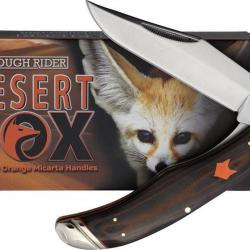 Couteau Rough Ryder Desert Fox Lame Acier 440 Manche Black/Orange G10 RR2307