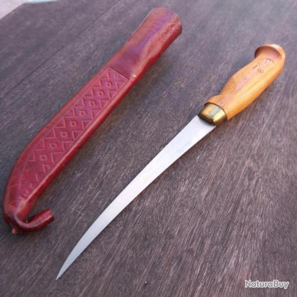 Couteau PUUKKO Pcheur FINLANDAIS  avec tui en cuir