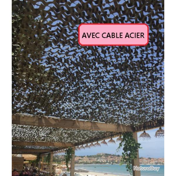 Filet de camouflage renforc Bartavel (Cble Acier) - 80% d'ombrage - BEIGE Beige 3x4m