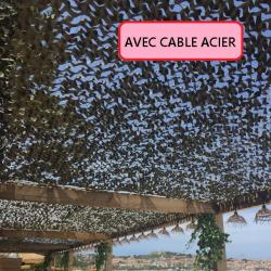 Filet de camouflage renforcé Bartavel (Câble Acier) - 80% d'ombrage - Beige Foncé Beige 4x6m