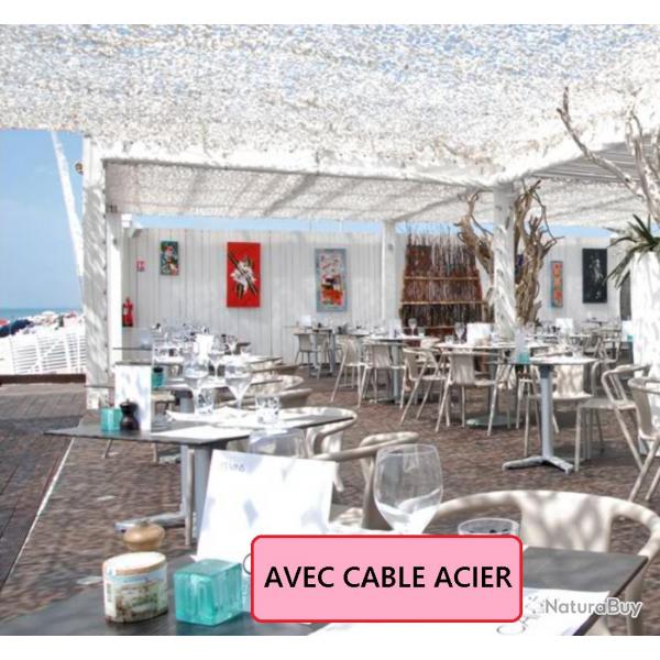 Filet de camouflage renforc Bartavel (Cble Acier) - 80% d'ombrage - BLANC Blanc 4x6m