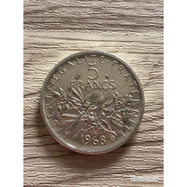 Monnaie en Argent - 5 Francs Semeuse 1968