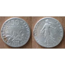 France 50 Centimes 1906 Piece Argent Semeuse Centime de Francs