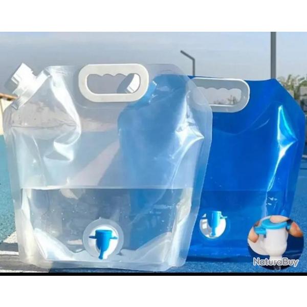 Lot 3 Sac  eau 1Euro sans rserve sac de camping portable et pliable, grand conteneur d'eau 5litres