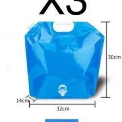 Sac à eau sac de camping portable et pliable, grand conteneur d'eau 5litres x3