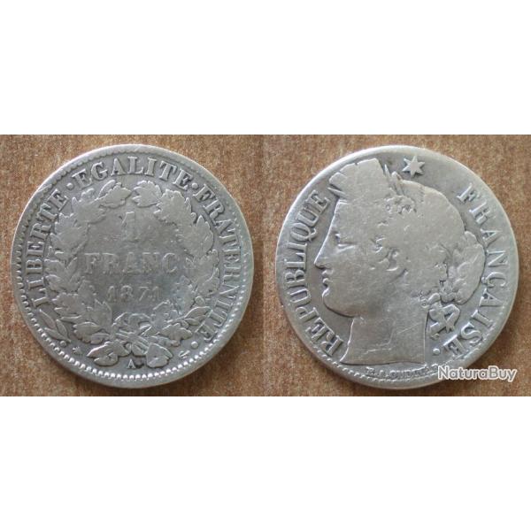 France 1 Franc 1871 3 eme Rpublique Piece Argent Francs
