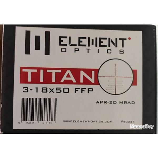 Lunette Element Optics Titan 3-18x50 FFP rticule APR 2D MRAD