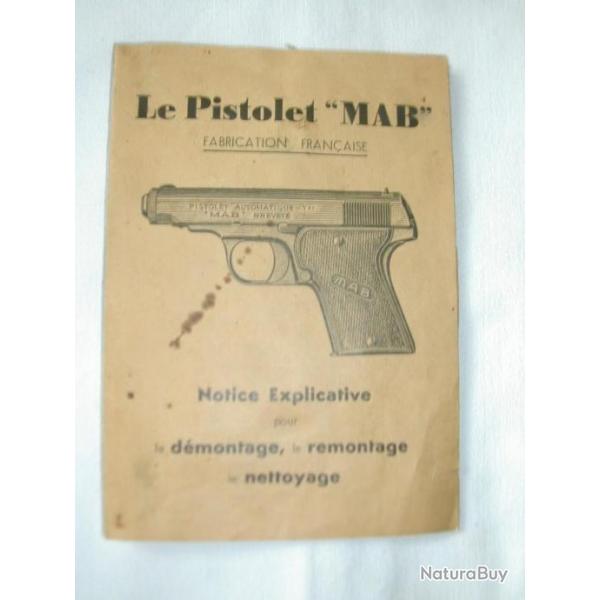 Notice originale pour pistolet MAB