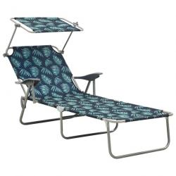 Transat chaise longue bain de soleil lit de jardin terrasse meuble d'extérieur avec auvent acier mo