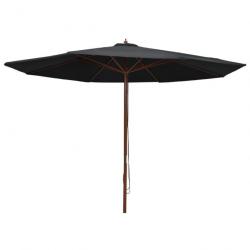 Parasol d'extérieur avec mât en bois 350 cm noir 02_0008253