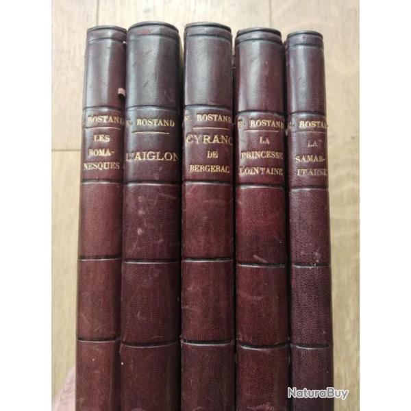 Cinq livres des oeuvres d'Edmond Rostand, dbut du XXme sicle.
