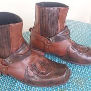 Bottes Western Vintage En Cuir Marron - Taille 38 - Neuf - Style Années 80