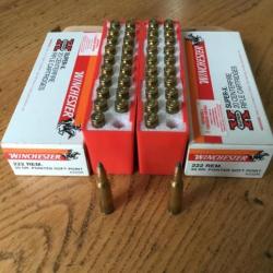 2 Boîtes Winchester de 20 cartouches en 222 Remington 50 gr Soft Point