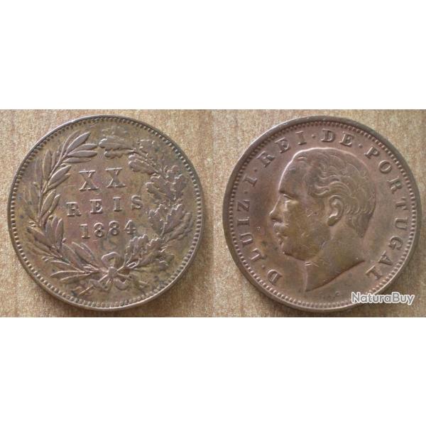 Portugal 20 Reis 1884 Roi Luis  Piece Europe Sud Centavo Escudos Escudo