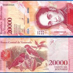 Venezuela 20000 Bolivares 2017 Billet Neuf Bolivar Oiseau