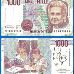 Italie 1000 Lire 1990 Montessori Signature Fazio & Amici Billet Europe