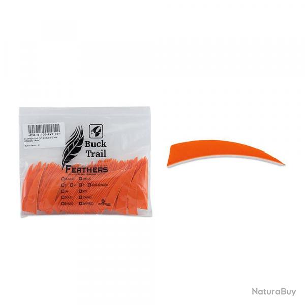 Lot de 100 plumes shield Buck Trail RW 3 pouces couleur unie Orange