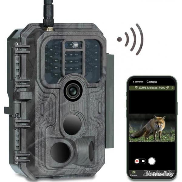 Camra de Chasse WiFi App 48MP 1296P H.264 30m No Glow Infrarouge Vision Nocturne