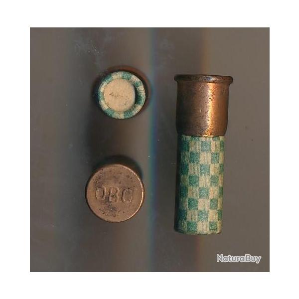 (12890) Une belle cartouche 9mm Flobert simple charge ancienne pour collection Inerte Usine marque G