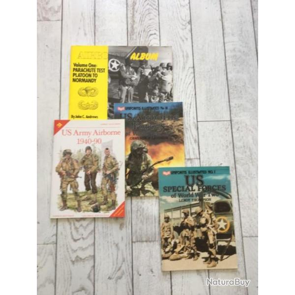 Lot de 4 fascicules sur l'US Army Parachutiste Commando WW2 WWII