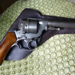 revolver PERRIN à double action calibre 12 mm , modèle 1865 à carcasse fermée + étui cuir