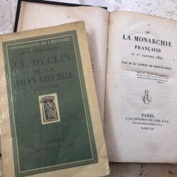 2 livres De la MONARCHIE française 1821 Montlosier Gide & DECLIN DE LA MONARCHIE Albert-Sorel 1948 F