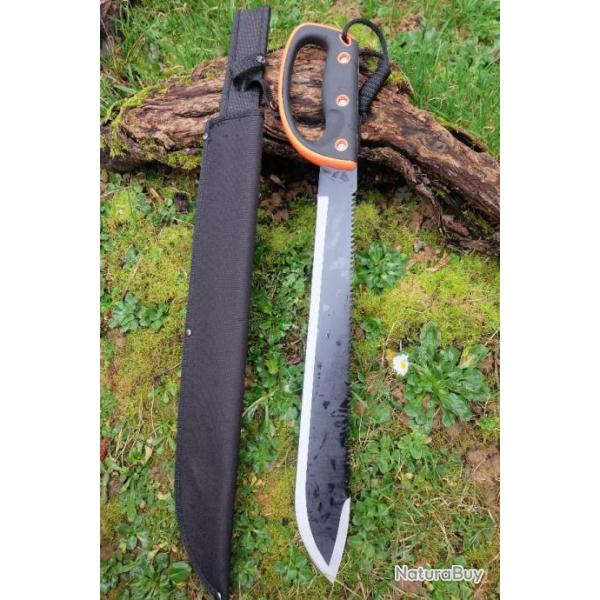 Sabre Lame Acier 3Cr13 Manche Abs Orange Bien Visible Etui Nylon Machette Tactical Grosse Garde