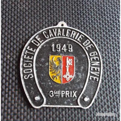 PLAQUE DE CONCOURS HIPPIQUE, ronde, alu, endurance, 1992, chevaux