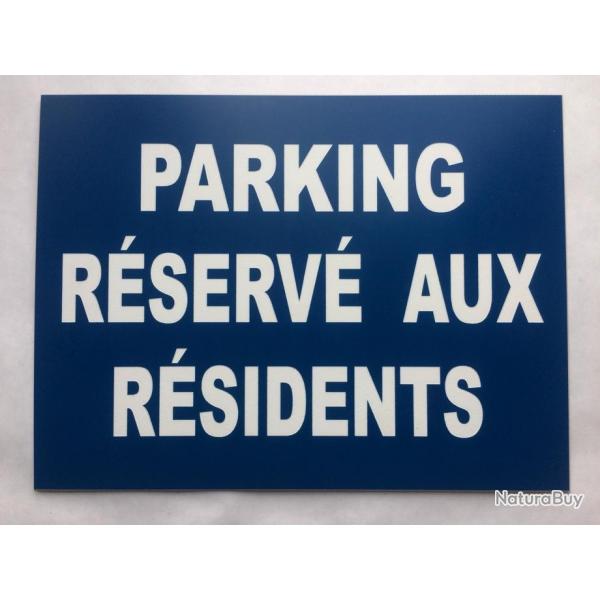 Panneau "PARKING RSERV AUX RSIDENTS" format 200 x 300 mm fond bleu