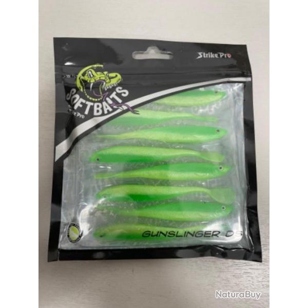 !! LEURRE STIKE PRO SOFT BAITS GUNSLINGER DS 105 COULEUR LIMETREUSE