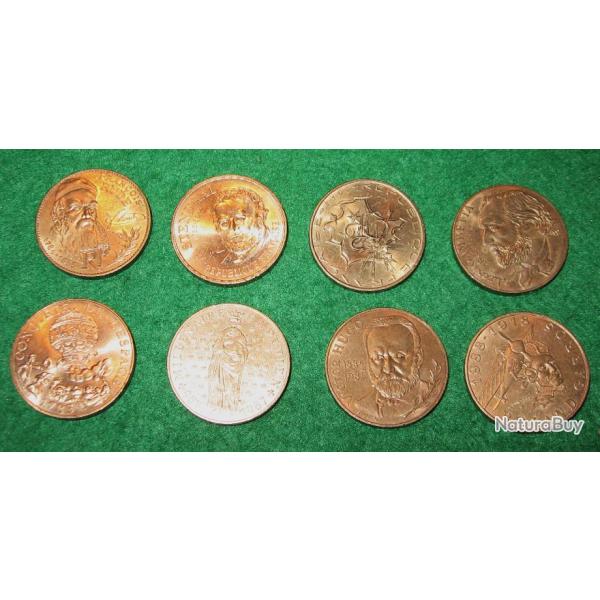8 pieces de 10 Francs commmoratives differentes