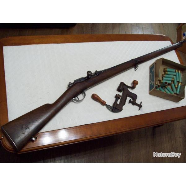 fusil gras 1874 transform chasse cal.24 avec sertisseur  bois long canon et crosse mme No