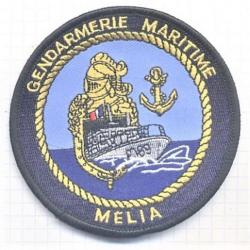Gendarmerie Maritime. Sigle "Maritime", Vedette "Le Mélia". "P 789". Titre d'épaule tissu brodé.