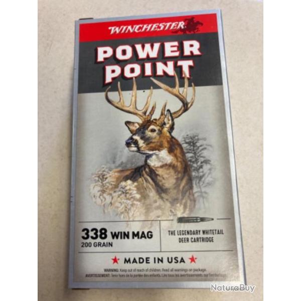 Vends munitions WINCHESTER cal.338Wmag Power Point 200gr