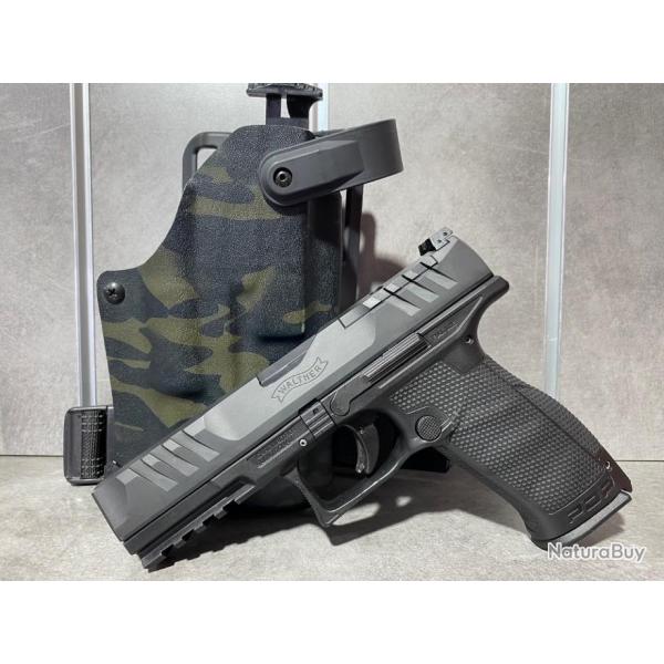 PACK Pistolet WALTHER PDP Full Size Calibre 9 mm Para Canon 4.5" + Holster dport TRB camo