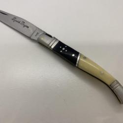Couteau de poche Le Bougna 22 cm ouvert manche os et corne.