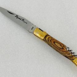 Couteau de poche Le Bougna 22 cm ouvert manche en bois foncé avec tir bouchon.