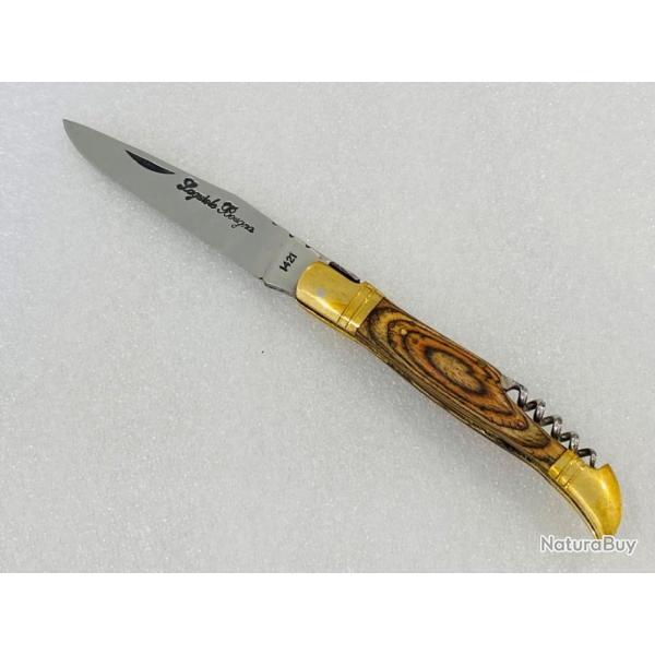 Couteau de poche Le Bougna 22 cm ouvert manche en bois fonc avec tir bouchon.
