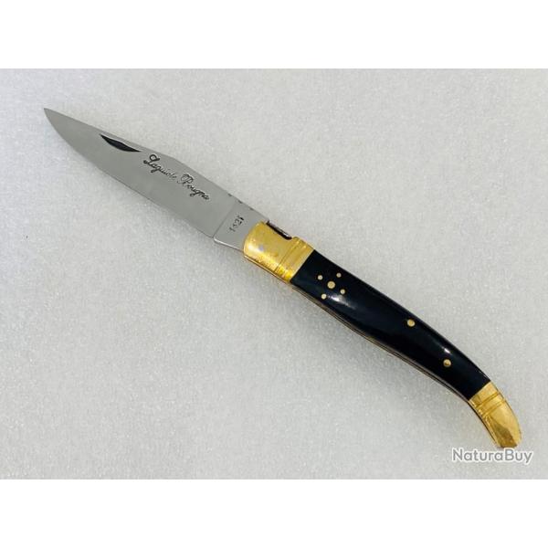 Couteau de poche Le Bougna 22 cm ouvert manche en corne noire.