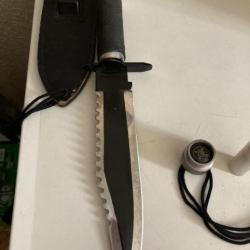 couteau survie bowie acier  (rambo ) collector 1983 en etat impeccable