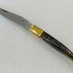 Couteau de poche Le Bougna 22 cm ouvert manche en bois coloré noir.