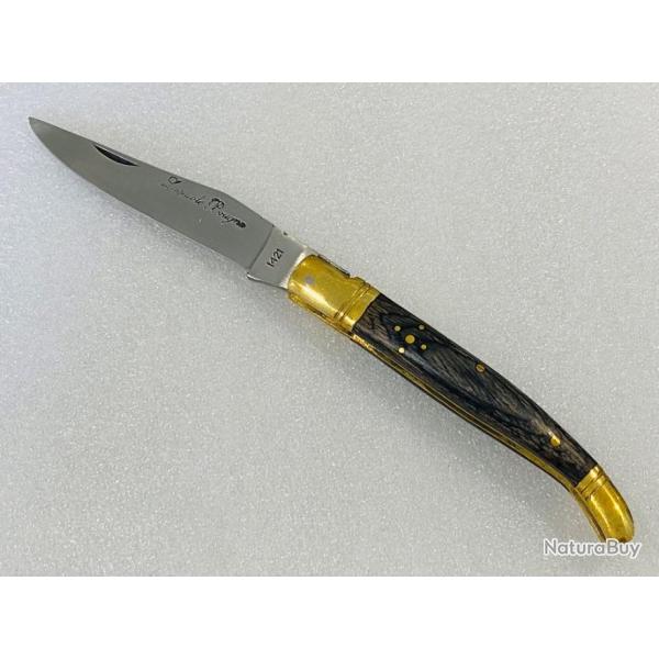 Couteau de poche Le Bougna 22 cm ouvert manche en bois color noir.