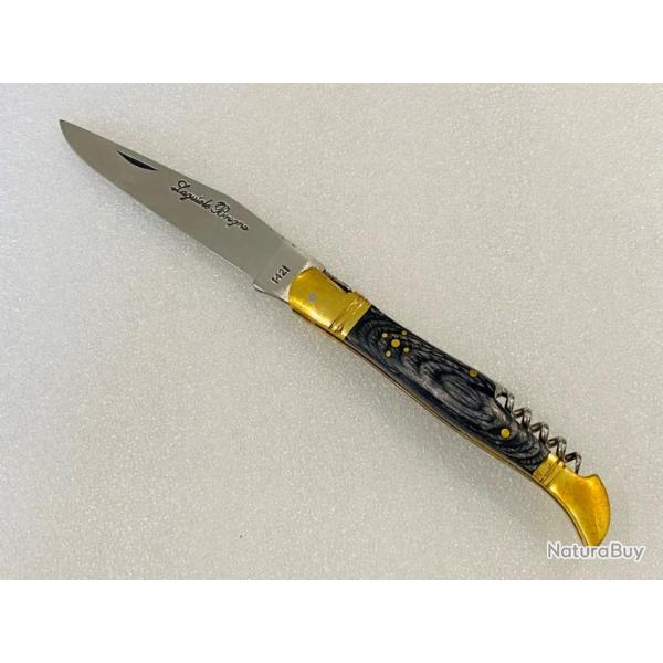 Couteau de poche Le Bougna 22 cm ouvert manche en bois color noir avec tir bouchon.