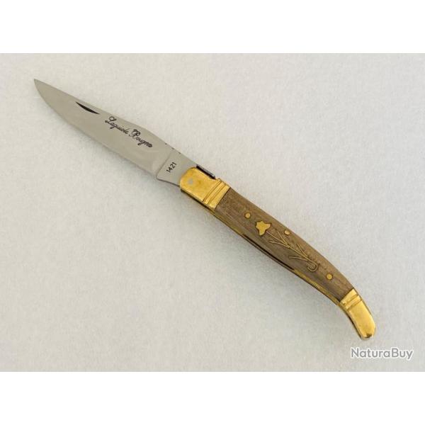 Couteau de poche Le Bougna 22 cm ouvert manche en bois de noyer incrust.