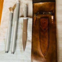 épieux de chasse artisanal démontable /  fourreau cuir + couteau de chasse offert